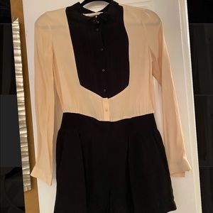 Cream and black long sleeve short silk jumper